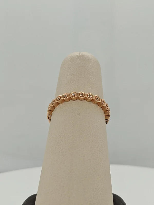 10K Yellow Gold and Diamond Honeycomb Ring