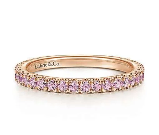 14k Rose Gold Pink Sapphire Stackable Ring