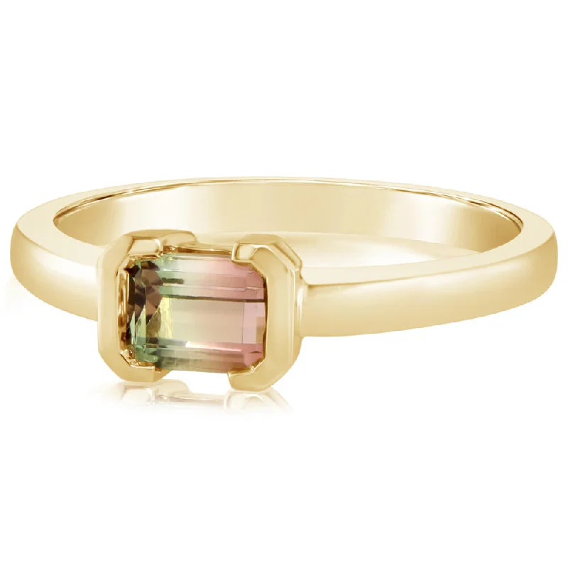 14K Yellow Gold Bi-Color Tourmaline Ring