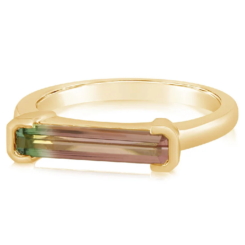 14K Yellow Gold Bi-Color Tourmaline Ring