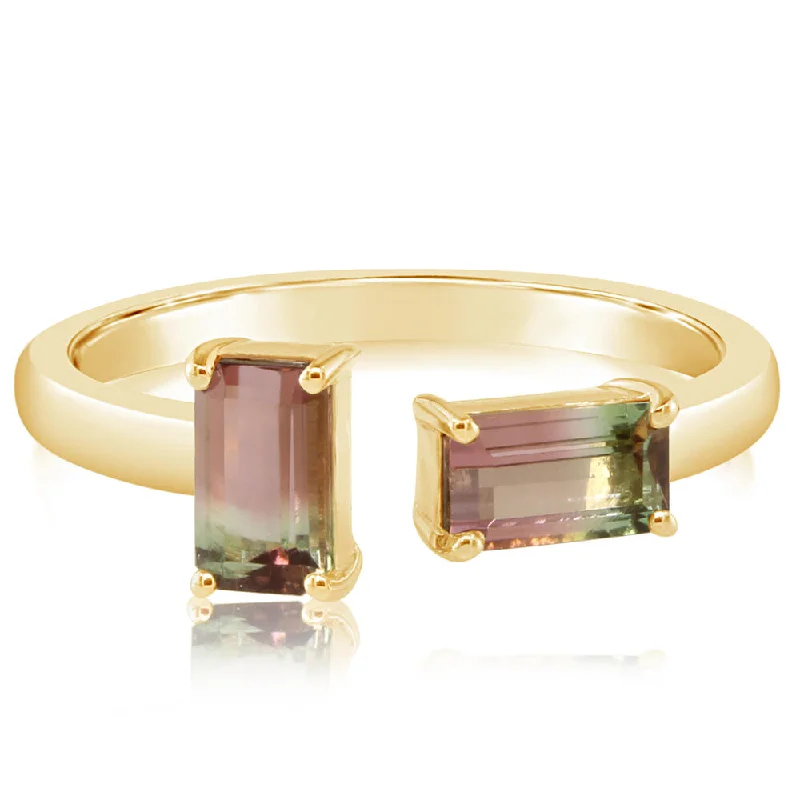 14K Yellow Gold Bi-Color Tourmaline Ring