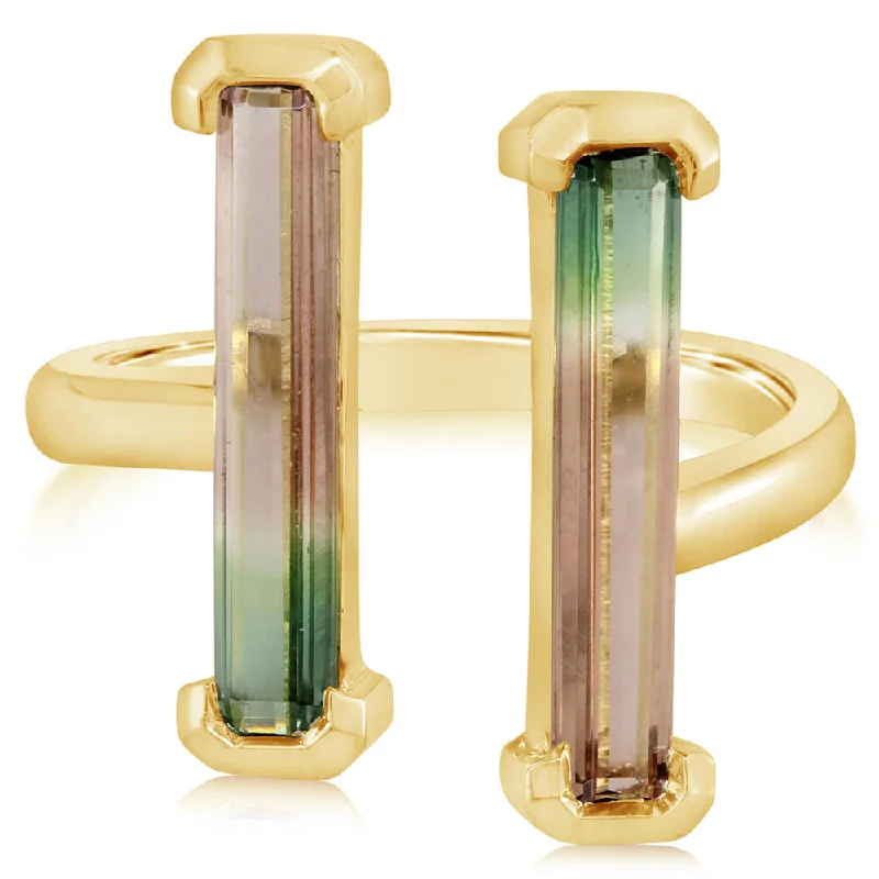 14K Yellow Gold Bi-Color Tourmaline Ring