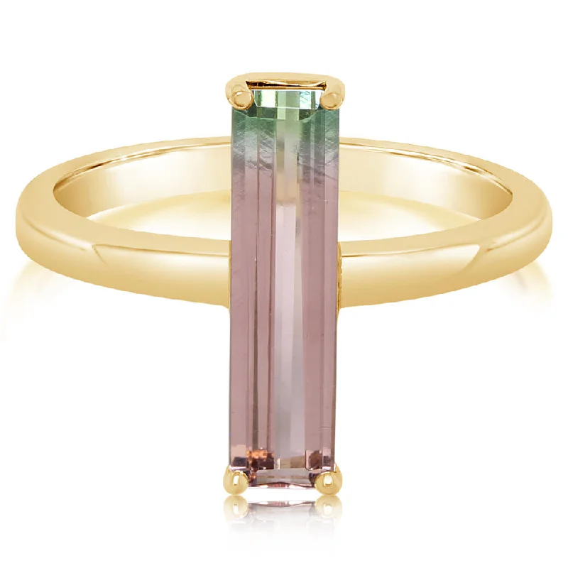 14K Yellow Gold Bi-Color Tourmaline Ring