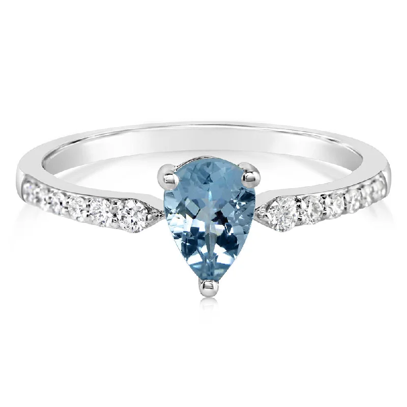 14K Yellow Gold Blue Zircon/Diamond Ring