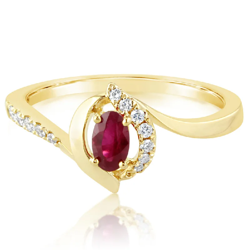 14K Yellow Gold Ruby/Diamond Ring