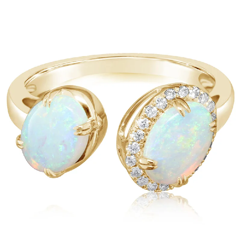 18K Yellow Gold Australian Opal/Diamond Ring