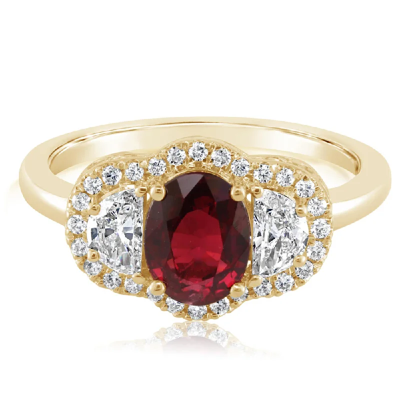 18K Yellow Gold Mozambique Ruby/Diamond Ring