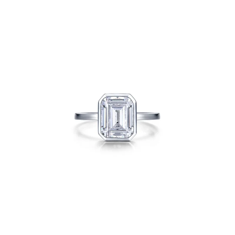 2.62 CTW Emerald-Cut Bezel-Set Ring