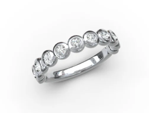 Amalfi - 14K White Gold Bezel Set Diamond Anniversary Band - 0.75 ct