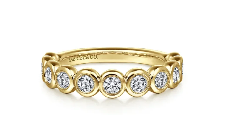 Amalfi - 14K Yellow Gold Bezel Set Diamond Anniversary Band - 0.50 ct