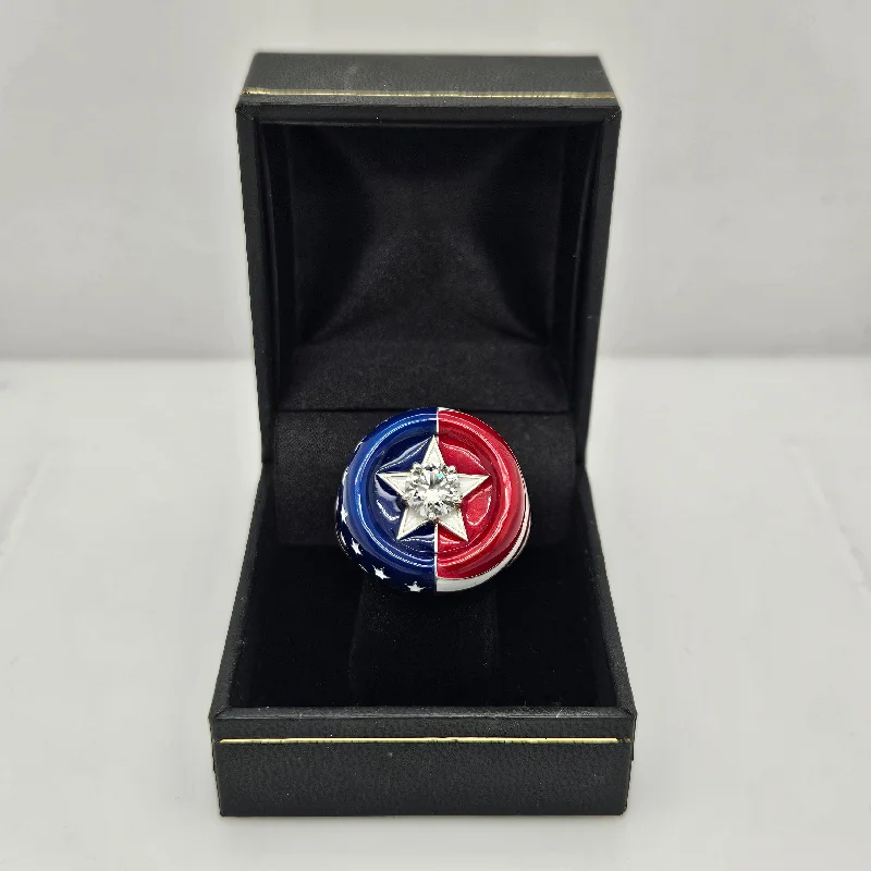 American Pride Flag Sterling Silver & 1ct Diamond Men's Ring