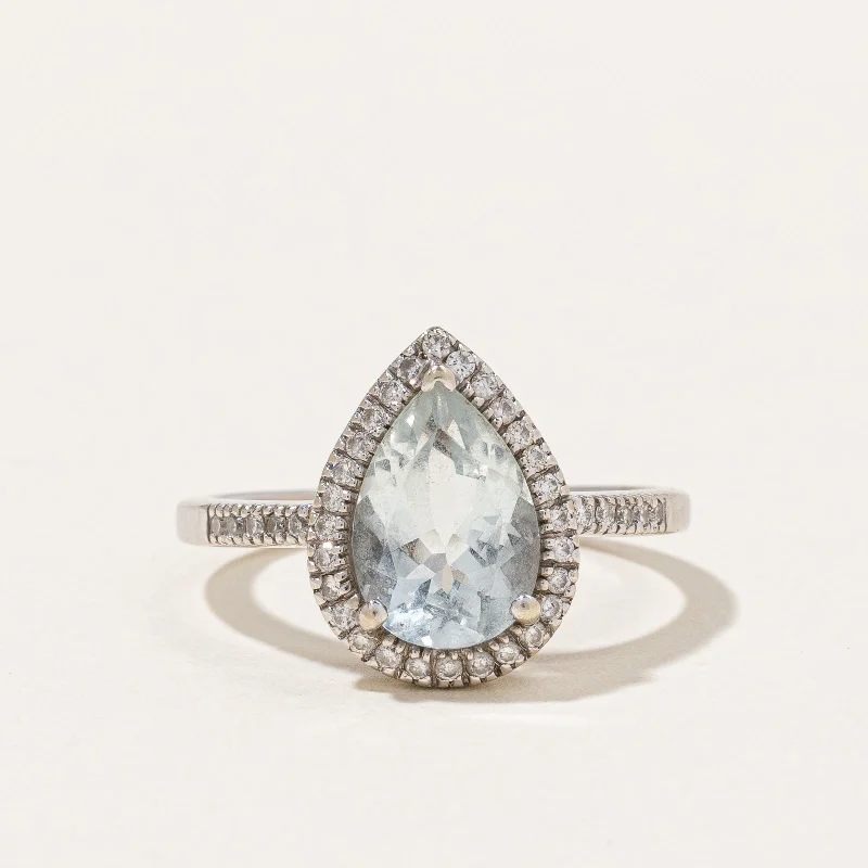 Aquamarine & Diamond Cocktail Ring | 1.10ct, 0.18ctw | SZ 6 |