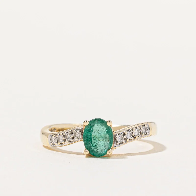 Emerald & Diamond Waterfall Ring | 0.38ct, 0.06ctw | SZ 5 |