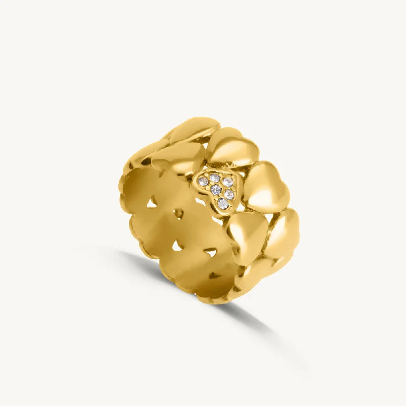 Gold Hearts Band Ring