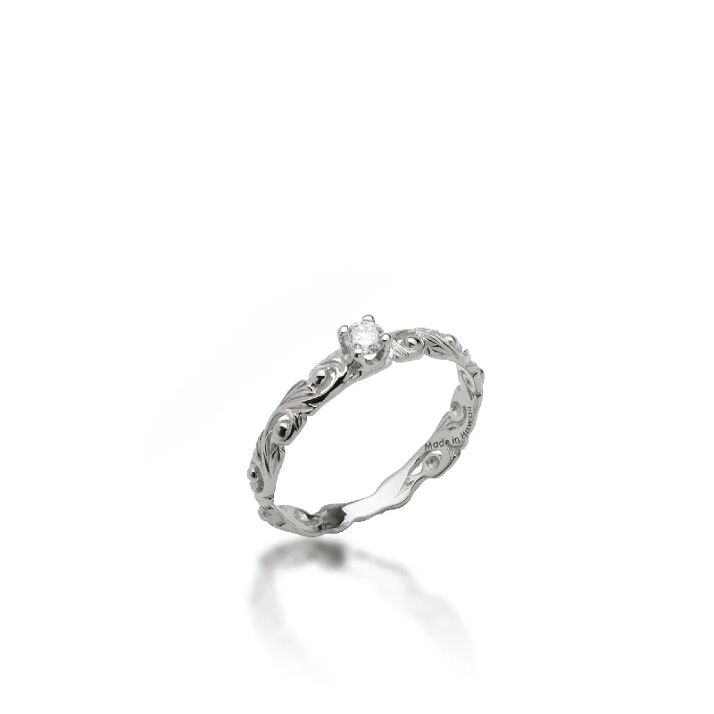 Living Heirloom Ring in White Gold with Diamonds - 3mm