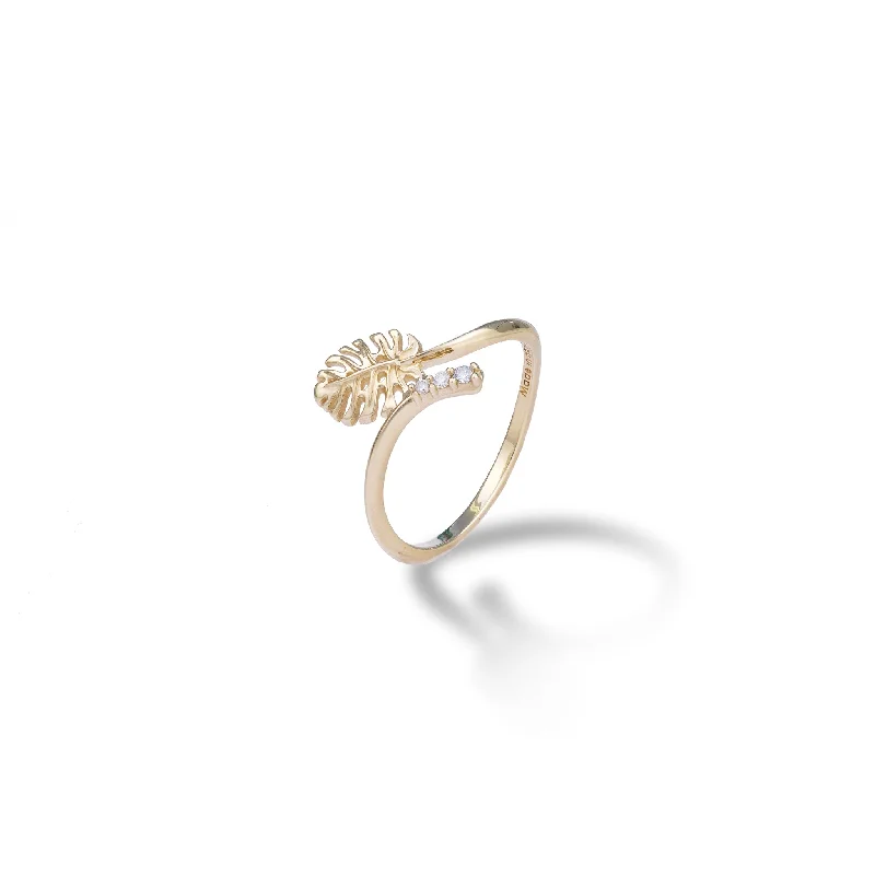 Monstera Ring in Gold with Diamonds - 9mm