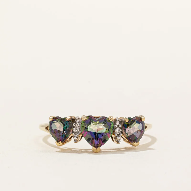 Mystic Topaz Heart & Diamond Ring | 1.55ctw, 0.01ctw | SZ 10.25 |