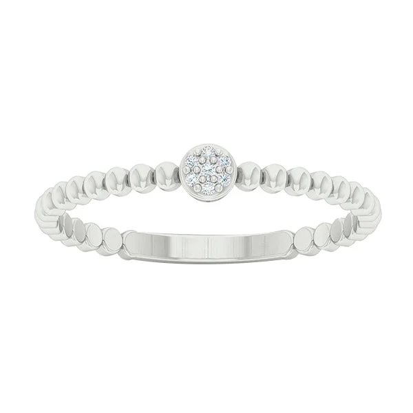 Diamond Petite Cluster Beaded Stackable Ring (0.02ctw)