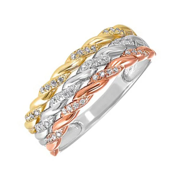 10KT WHITE YELLOW ROSE GOLD DIAMOND (1/6CTW) BAND