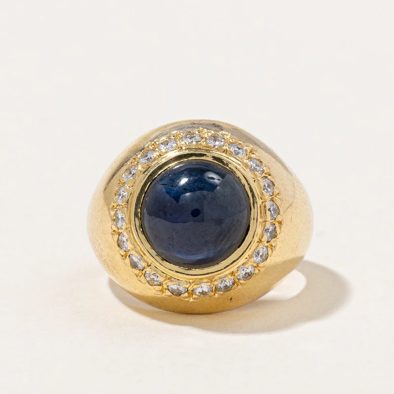 Sapphire & Diamond Halo Ring | 3.20ct, 0.20ctw | SZ 2.5 |