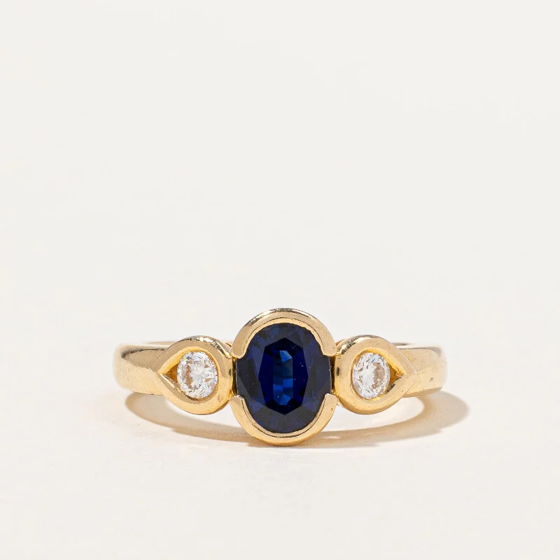 French Hallmarked Sapphire & Diamond Ring | 1.00ct, 0.20ctw | SZ 6 |