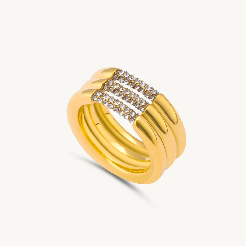 Solitaire Layered Harmony Ring