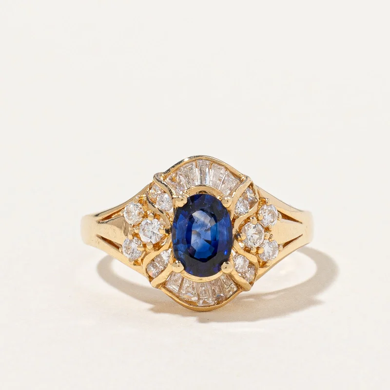 Synthetic Sapphire & Natural Diamond Ring | 0.60ct, 0.50ctw | SZ 6.75 |