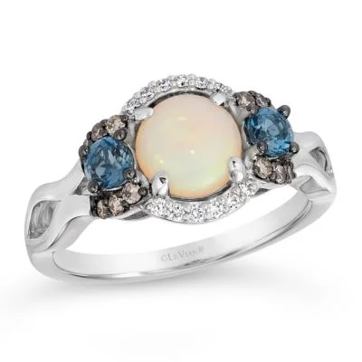 Vanilla Gold Neopolitan Opal and Blue Topaz Le Vian Ring