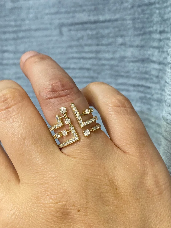 Yellow Gold Asymmetrical Diamond Ring