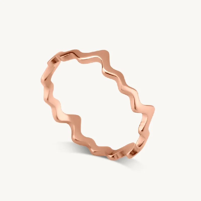 Zig Zag Ring- 18k Rose Gold Plated