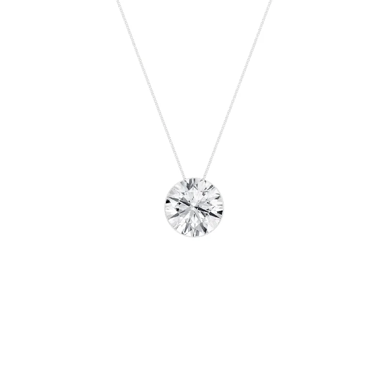 1 ½ Carat Round Lab Grown Diamond 14K Gold Seamless Solitaire Necklace