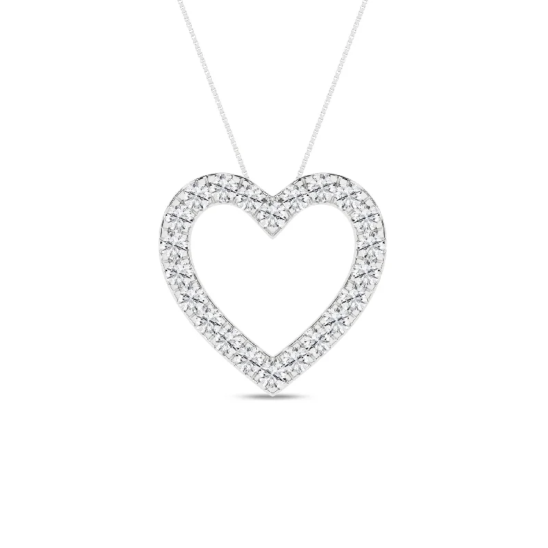 1/2 Carat Round Lab Grown Diamond 14K Gold Heart Necklace