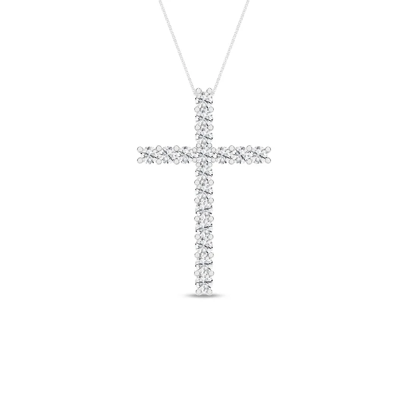 1/2 Carat Round Lab Grown Diamond 14K Gold Cross Necklace