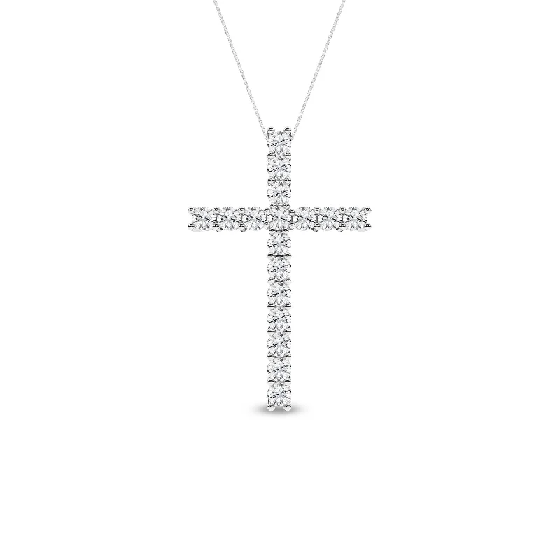 1 Carat Round Lab Grown Diamond 14K Gold Cross Necklace