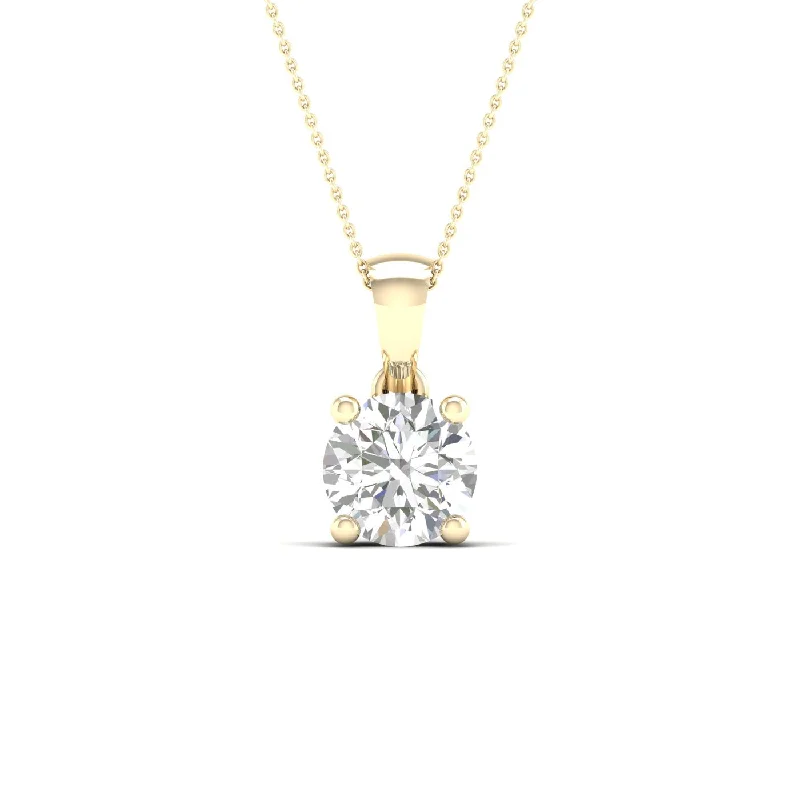 1 ½ Carat Round Lab Grown Diamond 14K Gold Solitaire Necklace