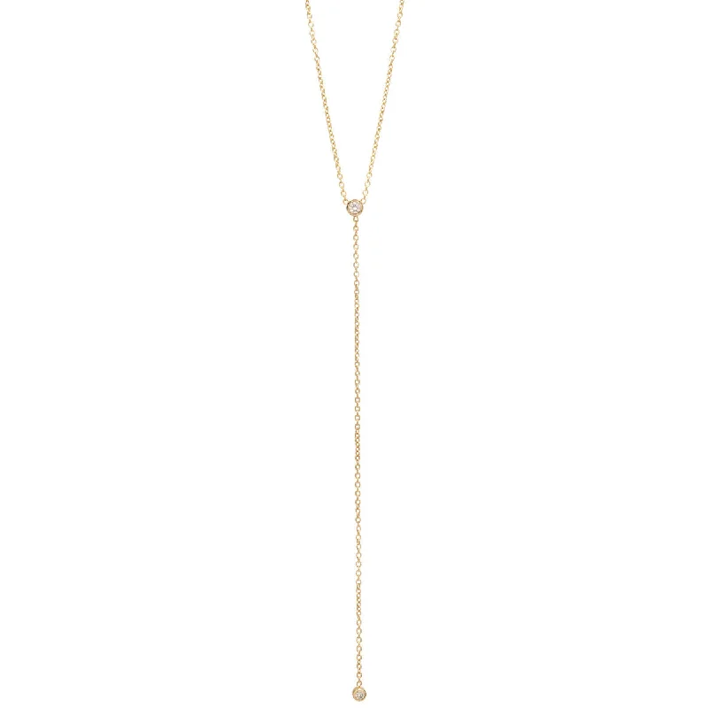 14k Diamond Bezel Lariat Necklace