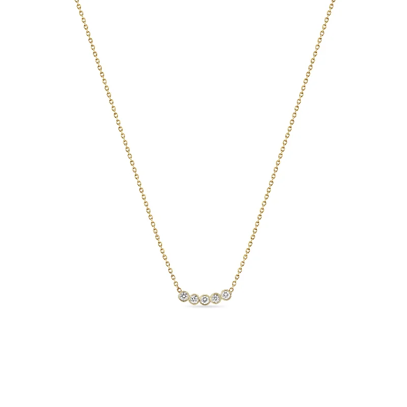 14k 5 Diamond Bezel Necklace