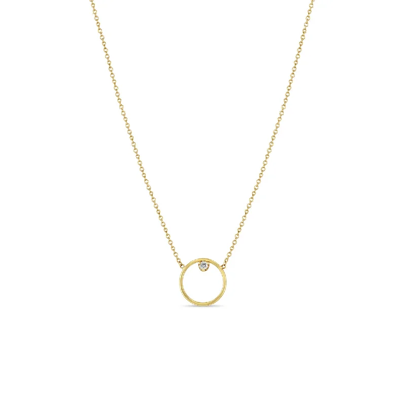 14k Circle Prong Diamond Necklace