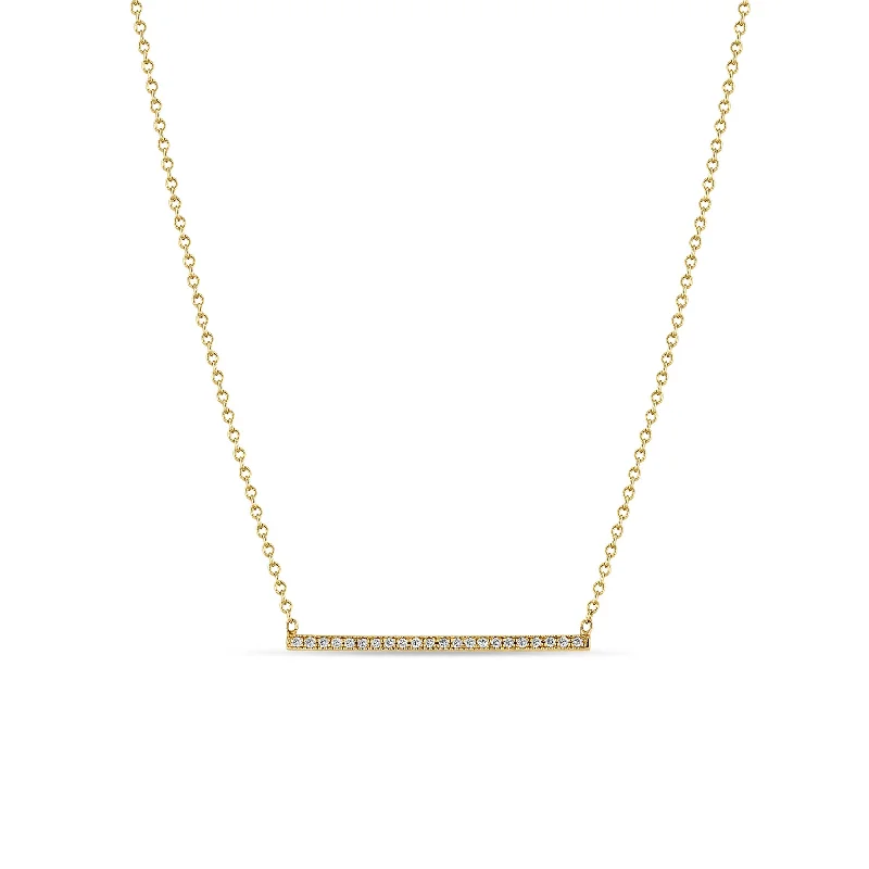 14k Pavé Diamond Thin Bar Necklace