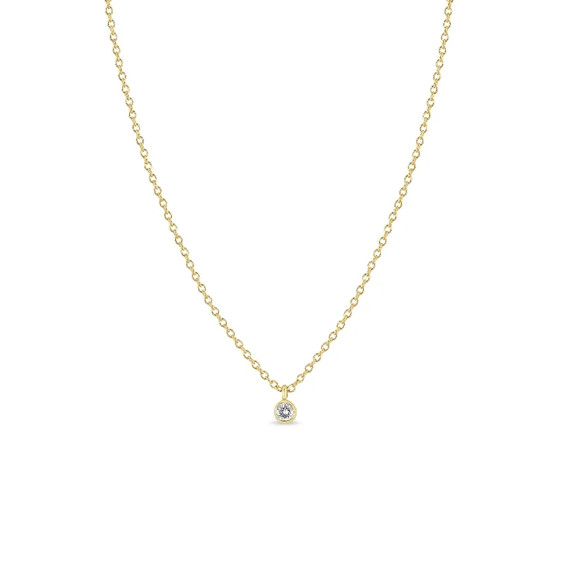 14k Single Diamond Bezel Pendant Necklace