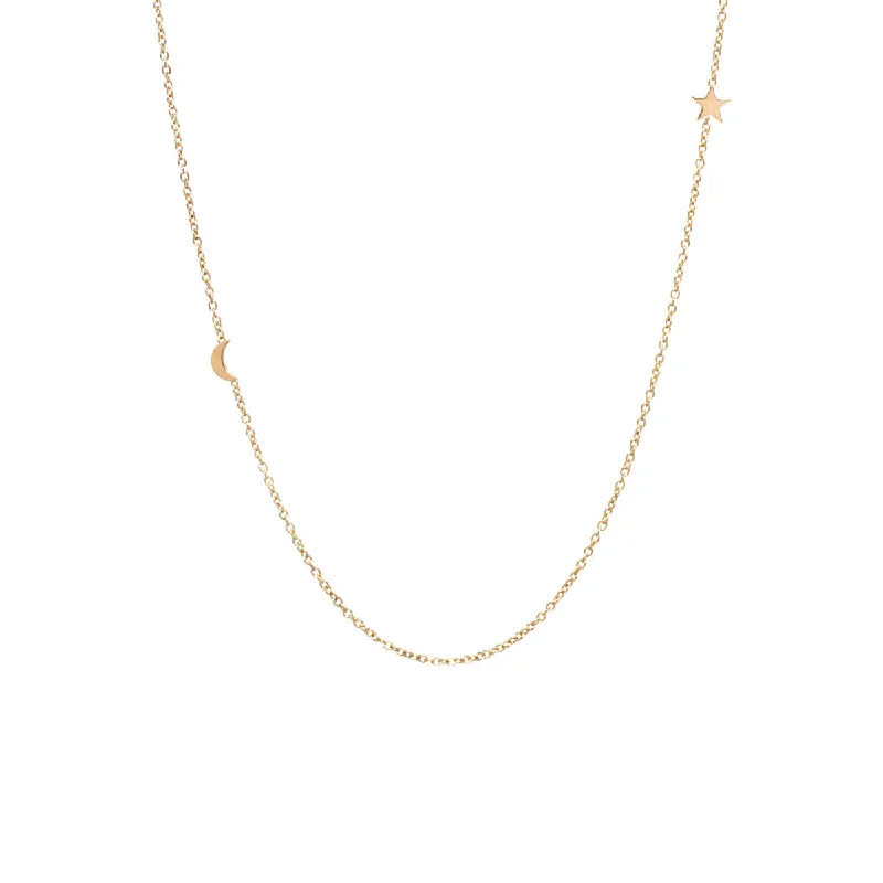 14k Itty Bitty Off-Center Moon & Star Necklace