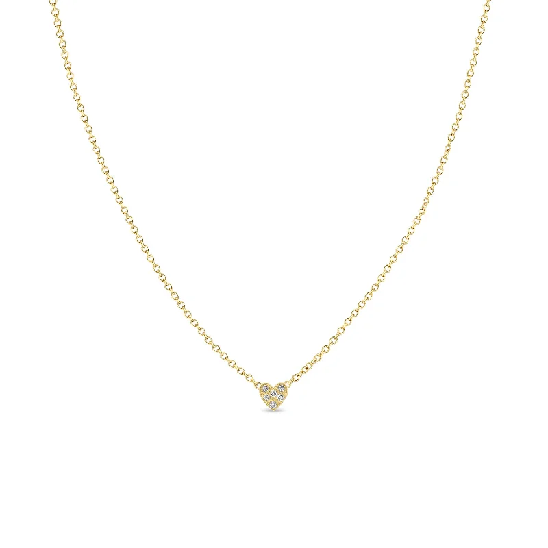 14k Itty Bitty Pavé Diamond Heart Necklace