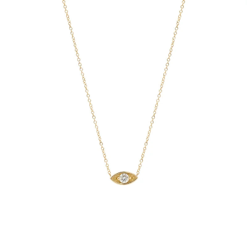 14k Large Diamond Eye Necklace