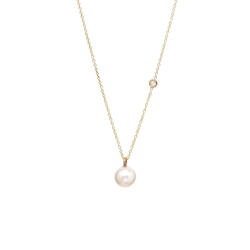 14k large pearl and diamond necklace