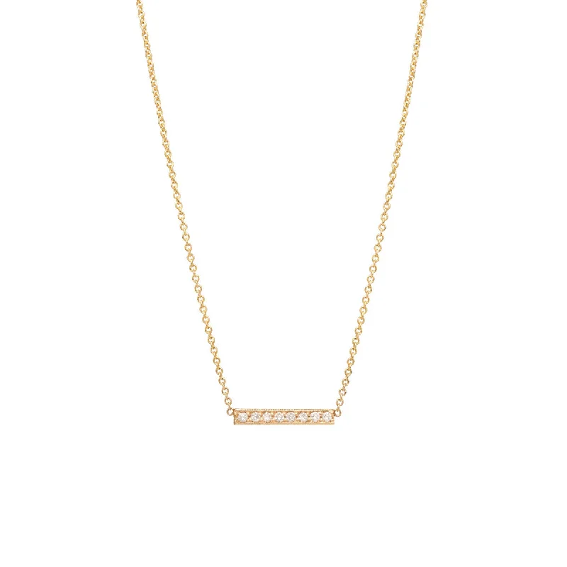 14k Short Pavé Diamond Bar Necklace