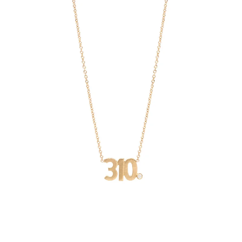 14k Triple Number with Diamond Bezel Necklace