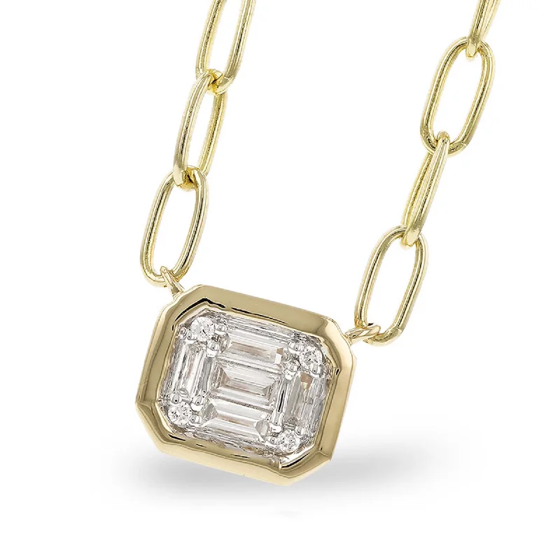 14K Yellow Gold 0.14cttw. Diamond Cluster Necklace