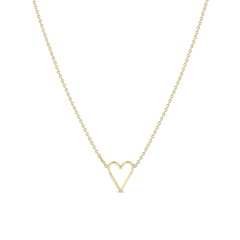 14k Tiny Open Heart Necklace