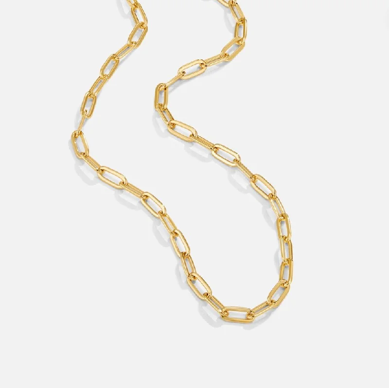 18K Gold Paperclip Charm Necklace