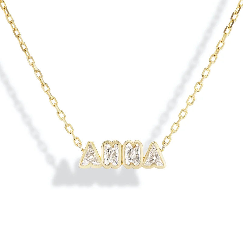 Bubble Bezel Diamond Word Necklace